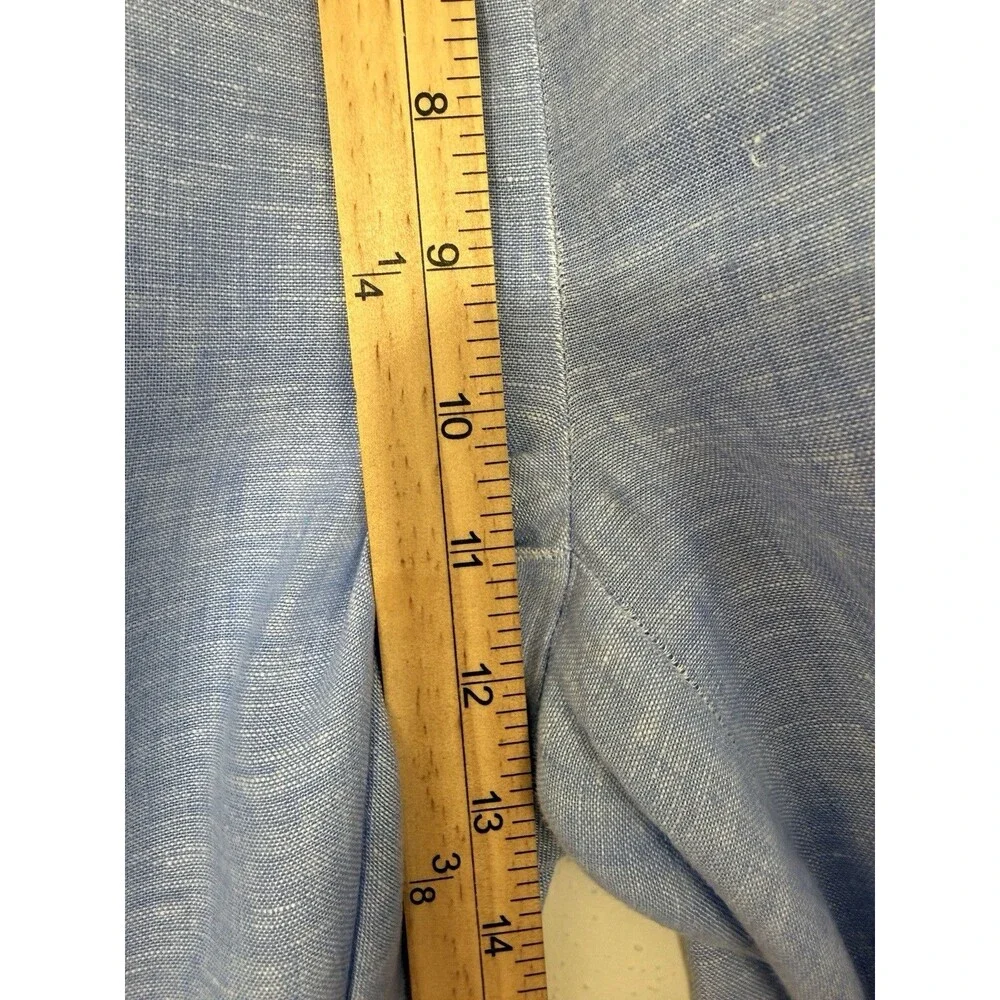 Quince European Linen Pants Women's Size Medium French Blue Elastic Waist Pocket